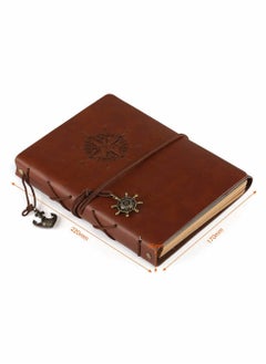 KASTWAVE Leather Writing Journal Notebook, DIY Scrapbook Photo Album "Compass Adventure" Memories DIY Unlined Paper, Retro Pendants, Classic Embossed Brown for Birthday Anniversary Wedding 60 Pages, Brown  - Image 5