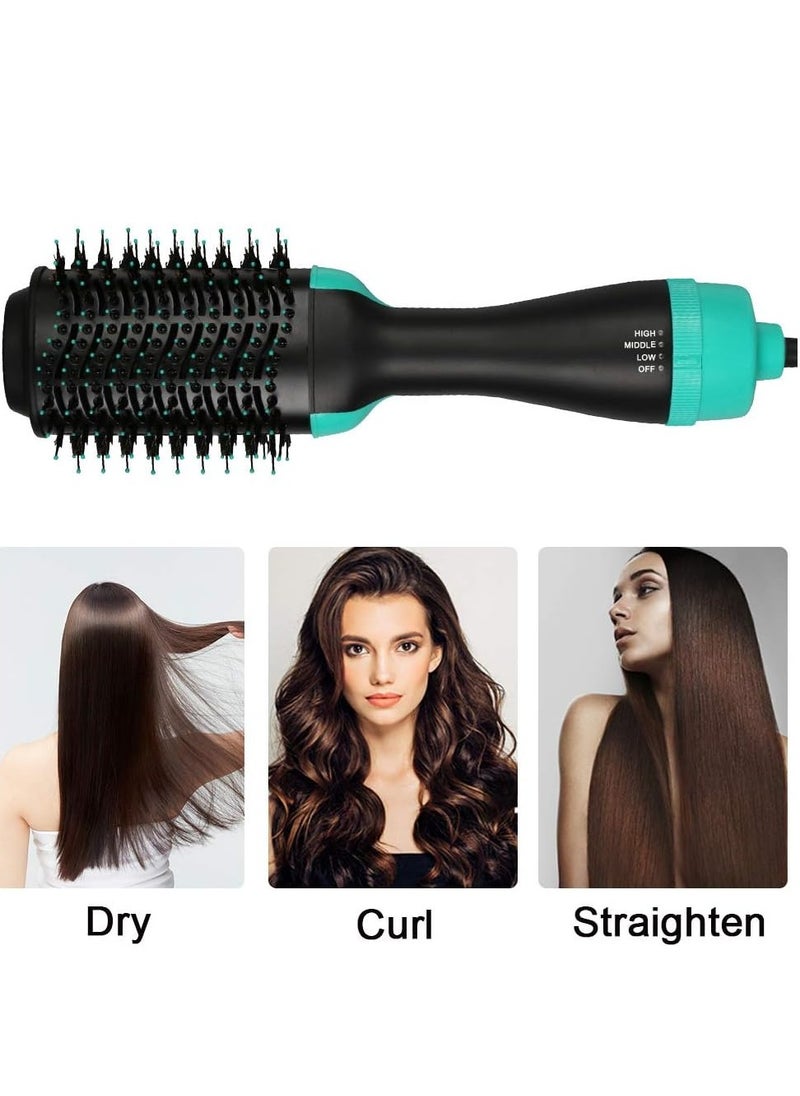ELTRAZONE 3in1 One-Step Hot Air Hair Brush, Multifunction Electric Negative Ion Straighten Curl Dryer Comb Blower Brush, Women's Essential Hairdressing Tools,Green  - Image 3