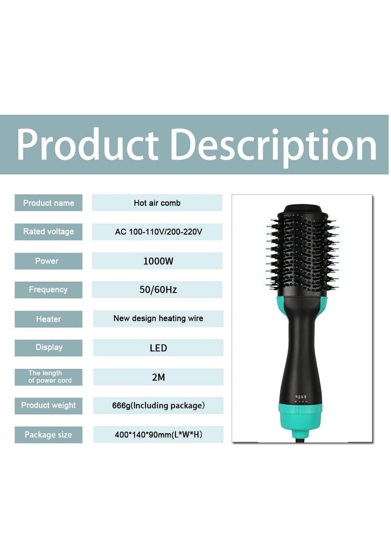 ELTRAZONE 3in1 One-Step Hot Air Hair Brush, Multifunction Electric Negative Ion Straighten Curl Dryer Comb Blower Brush, Women's Essential Hairdressing Tools,Green  - Image 5