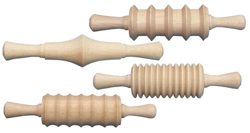Creativity Street Clay and Dough Pattern Rolling Pin Set 6 Inches Wood Set of 4