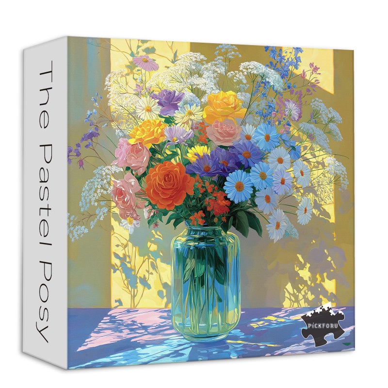 PICKFORU Wildflowers Vase 1000 Piece Puzzle for Adults Oil Painting Flower Jigsaw Puzzle Gradient Art Plant Puzzles - Image 3