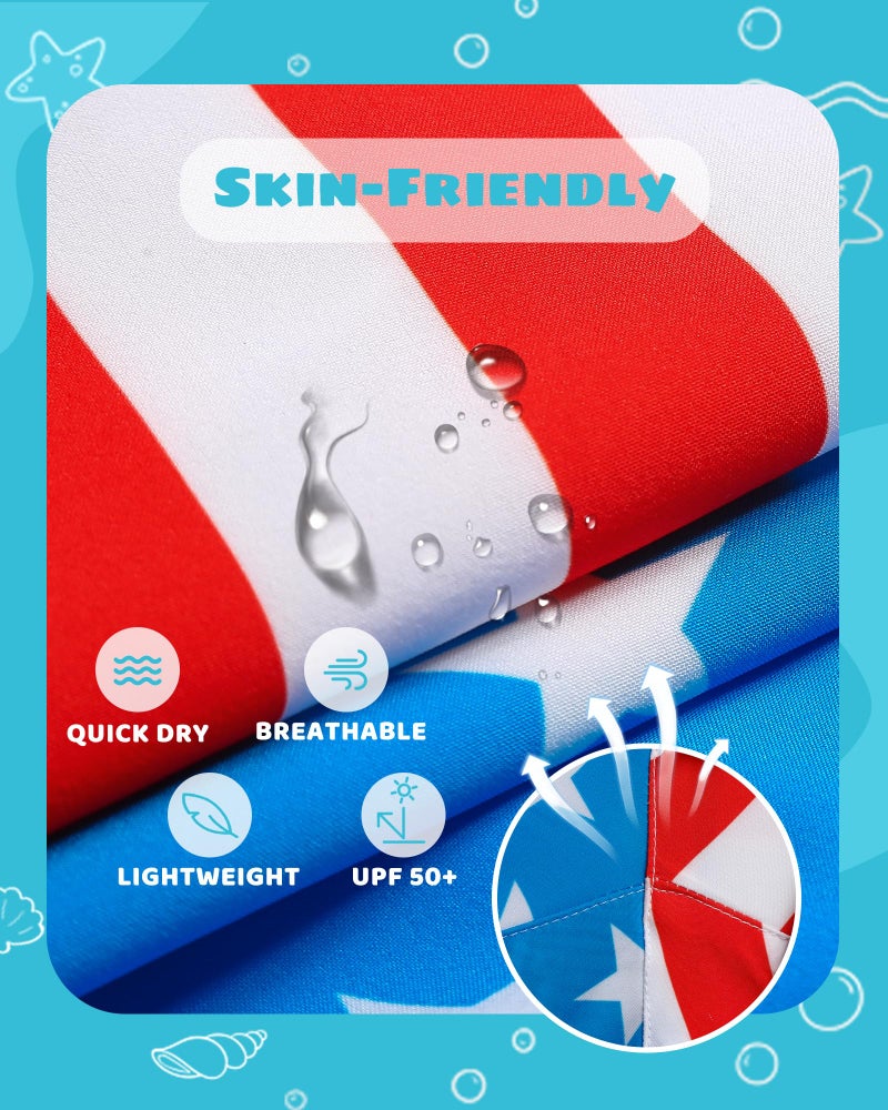 maamgic Boys Swim Trunks with Compression Liner Toddler Stretch Swim Shorts Quick Dry Swimming Trunks Boxer Brief 2 in 1 Beach Shorts American Flag 4T - Image 4