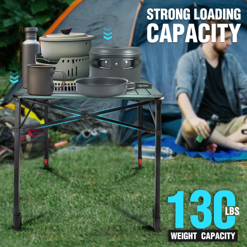 VILLEY Folding Camping Square Table with Carry Bag, Lightweight Aluminum Adjustable Square Table for Outdoor, Camping, Picnic, Backyards, BBQ (L) - Image 5