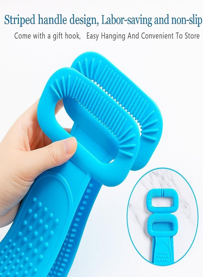 PARVLUXE Silicone Back Scrubber for Shower | Dual-Sided Exfoliating Bath Belt with Soft Bristles & Massage Dots | Stretchable Body Scrubber for Deep Cleansing & Skin Exfoliation (Pack - 2, Multicolor) - Image 4