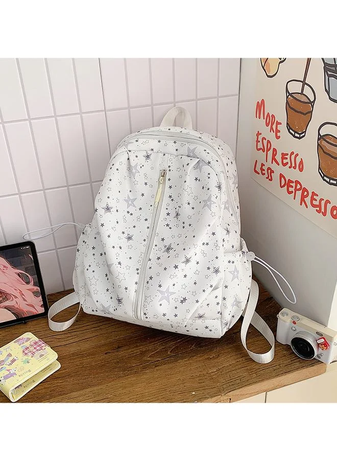 Take Two White Star Pattern Nylon Backpack