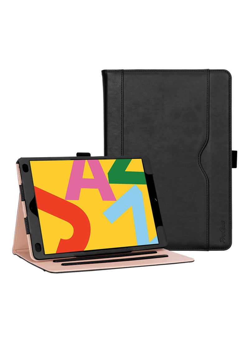Procases iPad 10.2 Inch Case 2021 9th Generation iPad Case Leather Vintage Stand Folio Cover Protective Case Black - Image 1