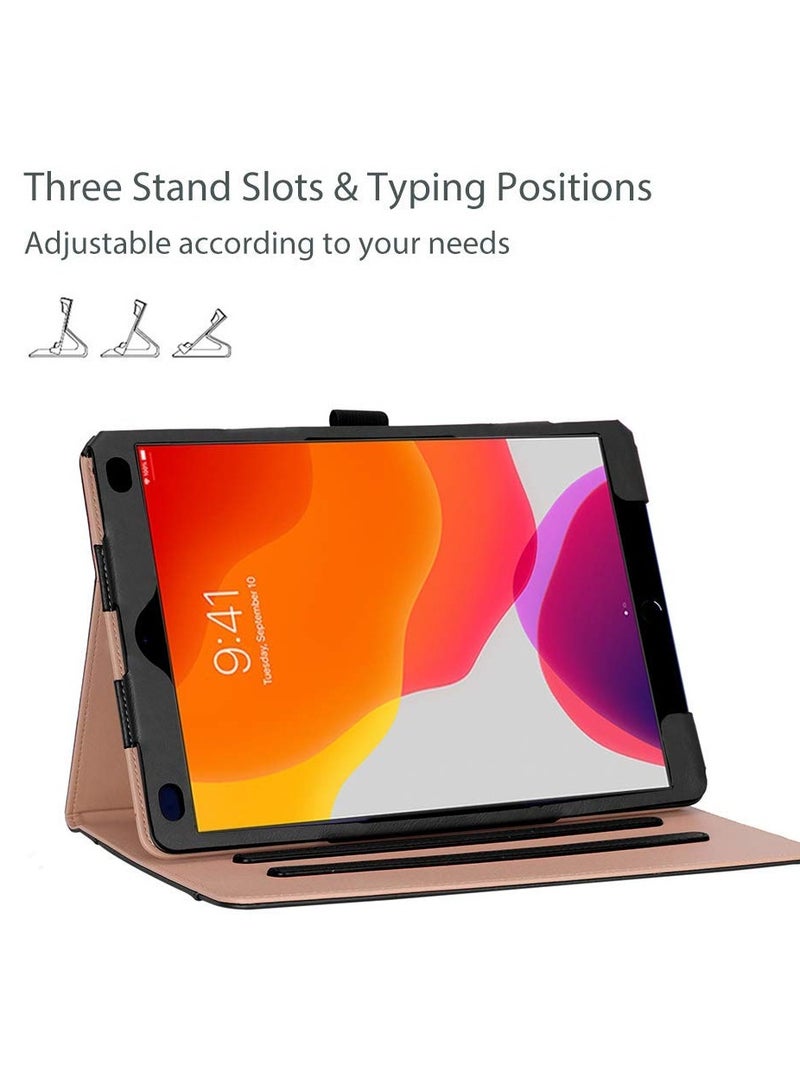 Procases iPad 10.2 Inch Case 2021 9th Generation iPad Case Leather Vintage Stand Folio Cover Protective Case Black - Image 3