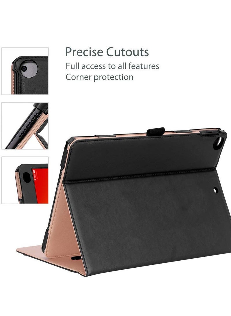 Procases iPad 10.2 Inch Case 2021 9th Generation iPad Case Leather Vintage Stand Folio Cover Protective Case Black - Image 4