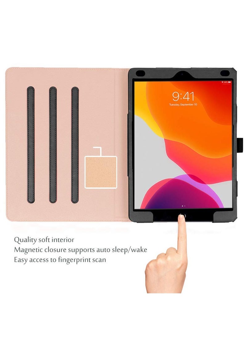 Procases iPad 10.2 Inch Case 2021 9th Generation iPad Case Leather Vintage Stand Folio Cover Protective Case Black - Image 2