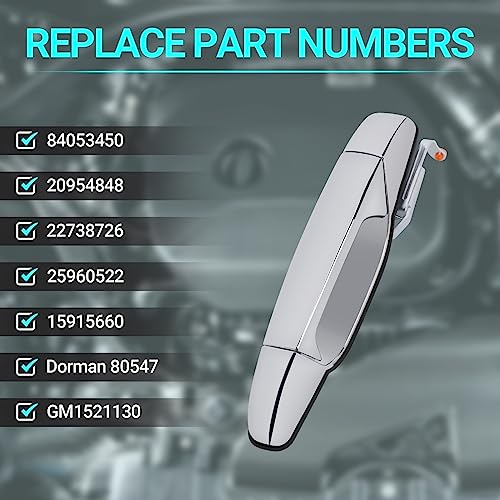 MNJWS Exterior Chrome Door Handle, Rear Passenger Side, Compatible with 2007-2014 Chevy Silverado Suburban Tahoe GMC Sierra Yukon Cadillac Escalade, Replace 22738726 84053450 80547 - Image 3