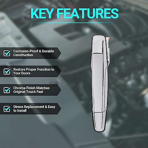 MNJWS Exterior Chrome Door Handle, Rear Passenger Side, Compatible with 2007-2014 Chevy Silverado Suburban Tahoe GMC Sierra Yukon Cadillac Escalade, Replace 22738726 84053450 80547 - Image 4