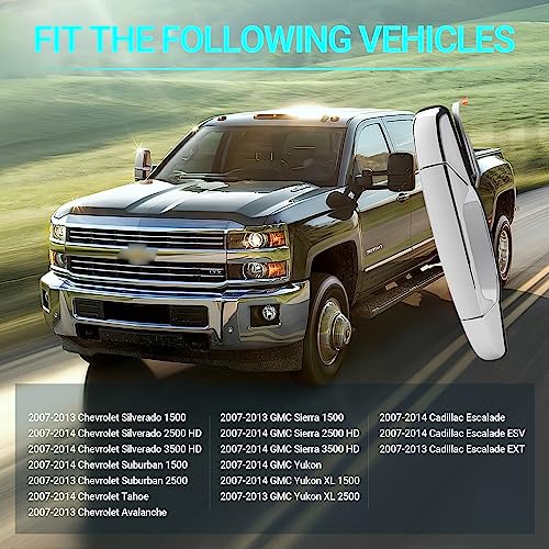 MNJWS Exterior Chrome Door Handle, Rear Passenger Side, Compatible with 2007-2014 Chevy Silverado Suburban Tahoe GMC Sierra Yukon Cadillac Escalade, Replace 22738726 84053450 80547 - Image 2