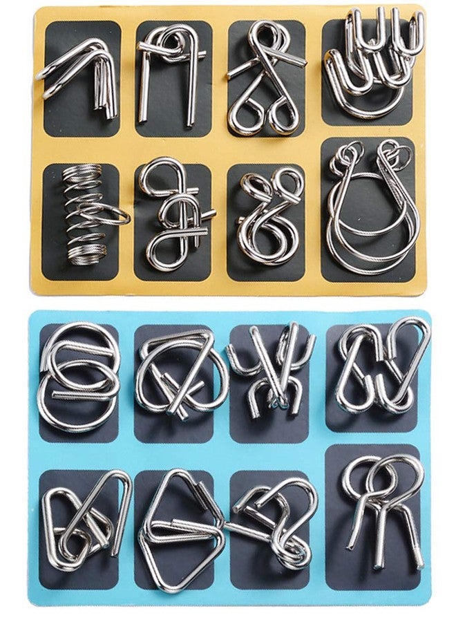 TANCH 16 PCS Type A+B Different Brain Teaser Metal Wire Puzzles IQ Challenge Magic Trick Unlinking & Linking Game Toys for Kids and Adults - Image 1
