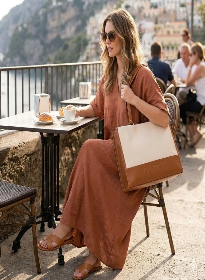Fargo Mod Tote Bag for Women | Vegan Leather Handbag with 15-Inch Laptop Compartment, RFID Pocket, Smooth Zip & Premium Look | Office, College & Travel Tote | Made in India (Ivory) - Image 4