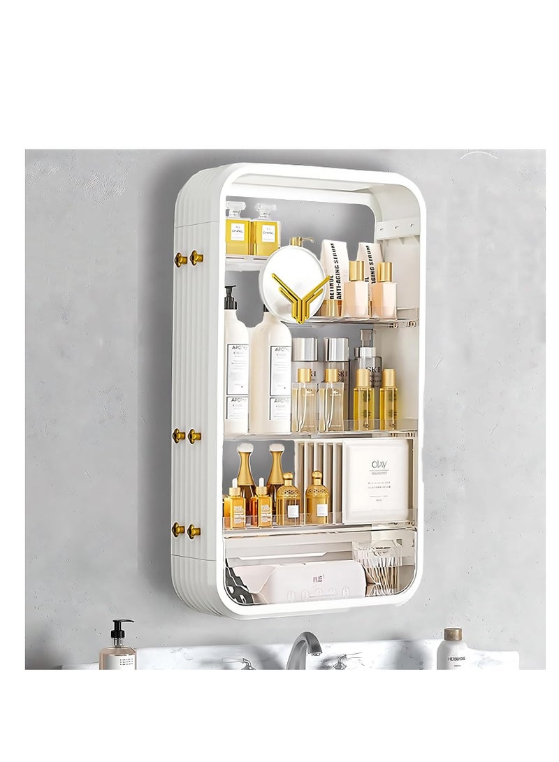 4-tier bathroom storage rack, cosmetics storage rack, wall-mounted cosmetics display cabinet, punch-free skin care product storage rack, large capacity dressing table storage rack, bedroom, bathroom, - Image 1