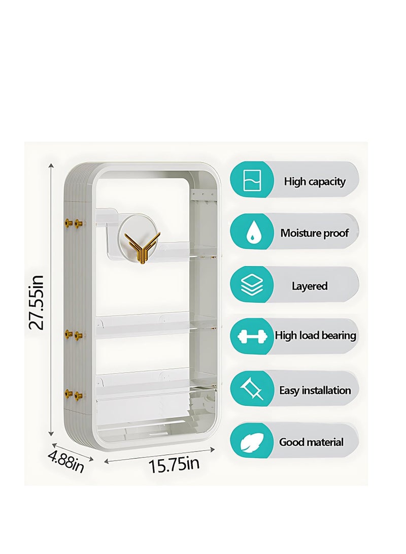 4-tier bathroom storage rack, cosmetics storage rack, wall-mounted cosmetics display cabinet, punch-free skin care product storage rack, large capacity dressing table storage rack, bedroom, bathroom, - Image 2