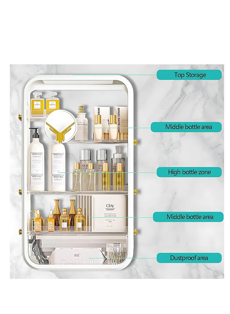 4-tier bathroom storage rack, cosmetics storage rack, wall-mounted cosmetics display cabinet, punch-free skin care product storage rack, large capacity dressing table storage rack, bedroom, bathroom, - Image 4