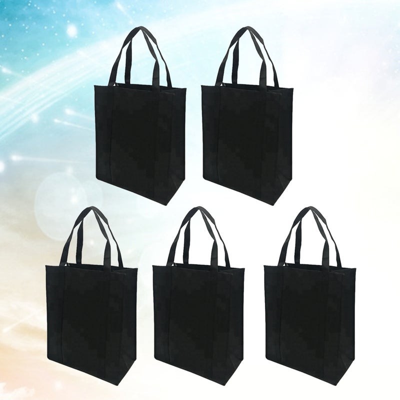 10 pcs Non-Woven Fabrics Shopping Bag Foldable Reusable Handbag for Outdoor Shopping (Black, 30x25x10cm) - Image 4