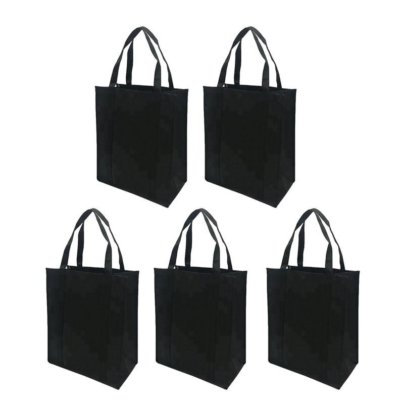 10 pcs Non-Woven Fabrics Shopping Bag Foldable Reusable Handbag for Outdoor Shopping (Black, 30x25x10cm) - Image 2