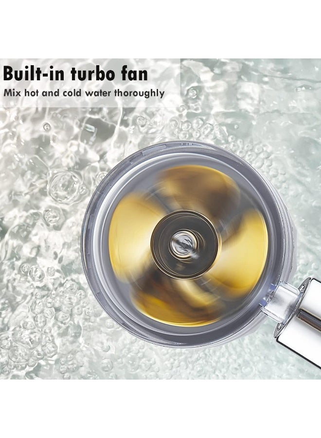 High Pressure Handheld Showerhead with filters Vortex hydro jet Turbo Propeller 360 Degrees Rotating Easy Install(I-Blue) - Image 5