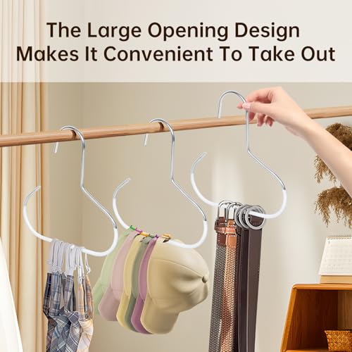 Volpki 8-Pack Hat Hanger,Hat Storage for Baseball Caps,The Anti-Slip Design Keeps Hats, Ties, Belts and Bags Neatly Organized for Easy Access. Hat Organizer for Closet(Thick White Version) - Image 4