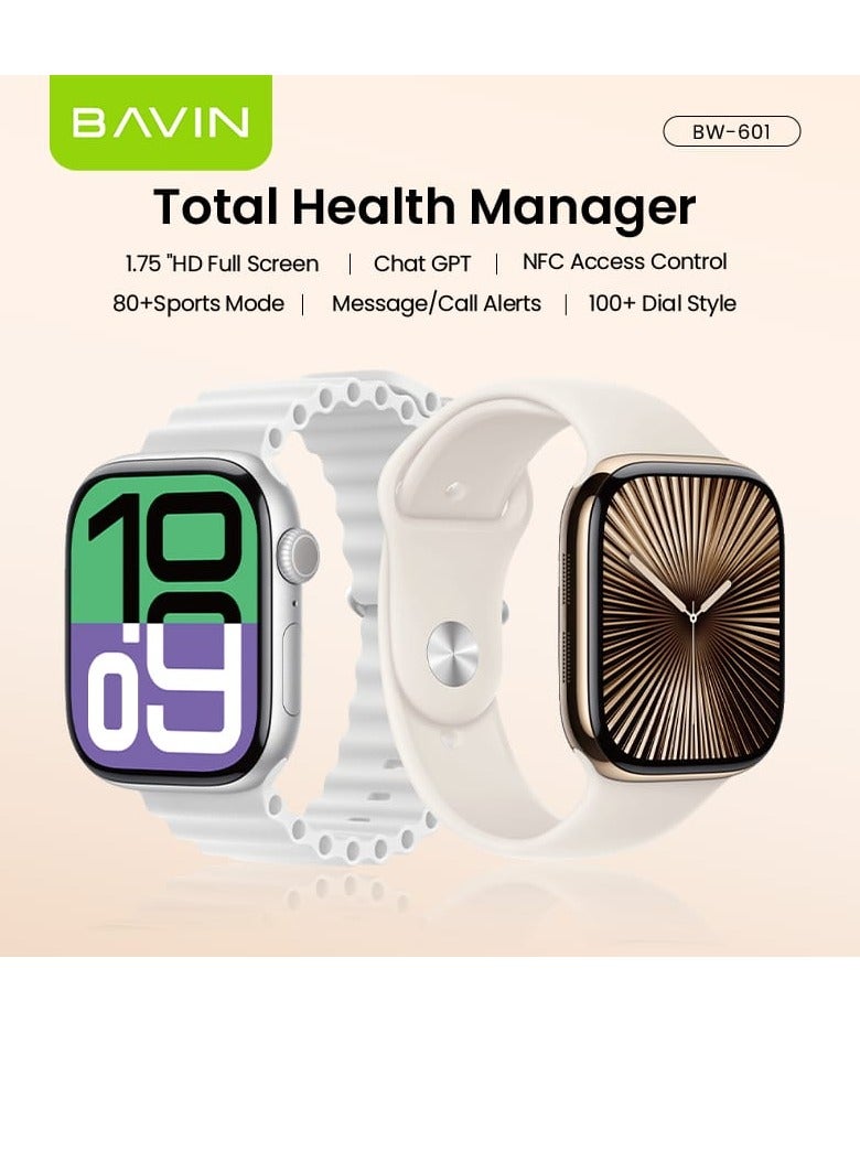 Bavin BW-601 Smart Watch w/ GPT AI & Heart Rate Monitoring & 15-Languages Translator and 1.75 inch Display Screen - Image 1