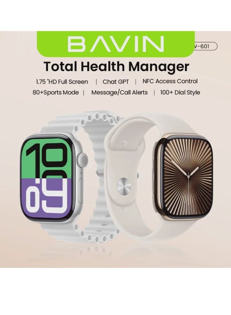 Bavin BW-601 Smart Watch w/ GPT AI & Heart Rate Monitoring & 15-Languages Translator and 1.75 inch Display Screen - Image 2