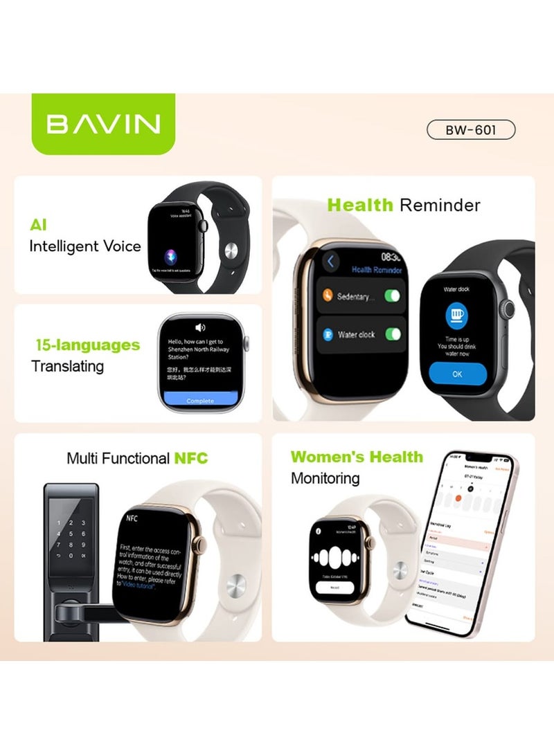 Bavin BW-601 Smart Watch w/ GPT AI & Heart Rate Monitoring & 15-Languages Translator and 1.75 inch Display Screen - Image 3