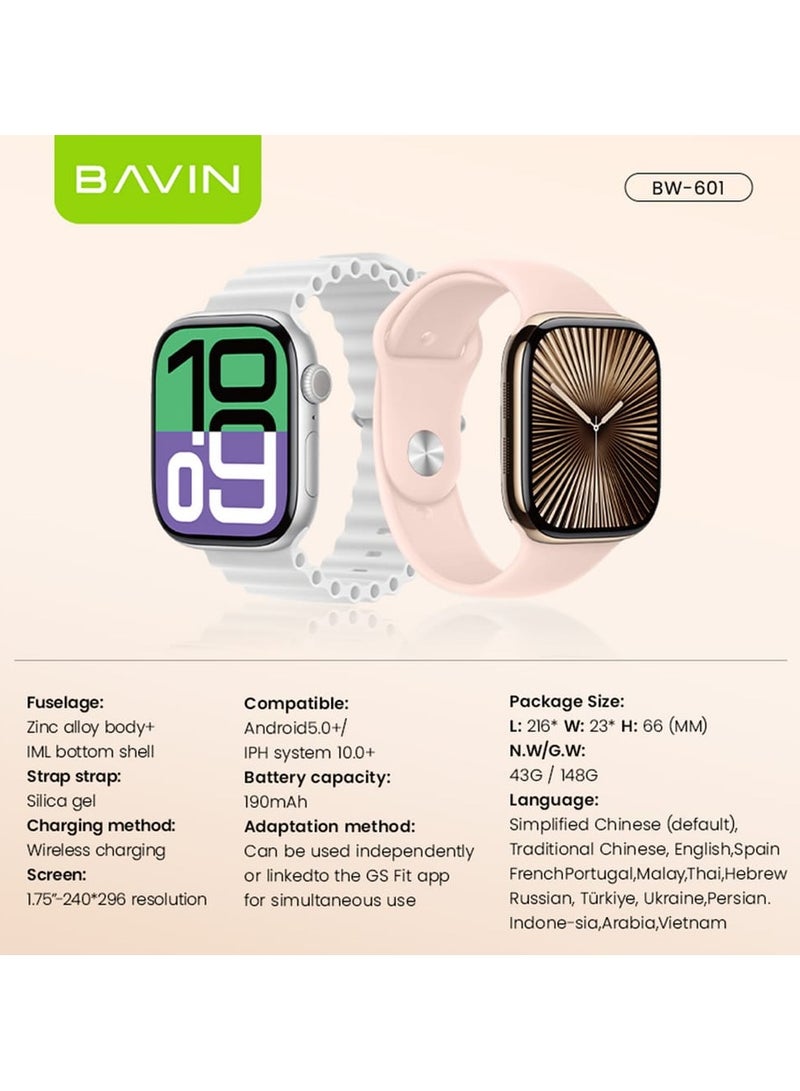 Bavin BW-601 Smart Watch w/ GPT AI & Heart Rate Monitoring & 15-Languages Translator and 1.75 inch Display Screen - Image 5