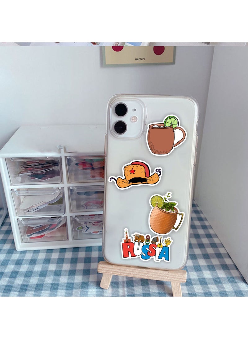 50 PCS Russia Stickers Vinyl Waterproof Decals Decor Water Bottles Laptop Luggage Helmet Skateboard Scrapbook Phone Case Gifts for Russian Kids Teens Adults Girls - Image 5