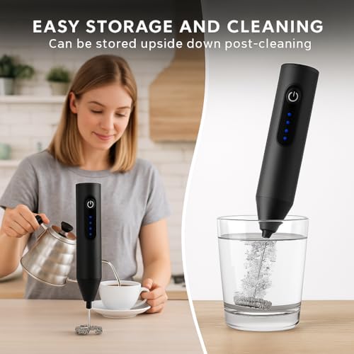 Uzox Rechargeable Milk Frother & Coffee Whisker with Dual Spring Tech|Coffee Frother Electric Blender Mixer |Whisker|Hand Blender|Coffee Maker and Beater Electric|Rechargeable|Milk Frother(new bitter) - Image 5