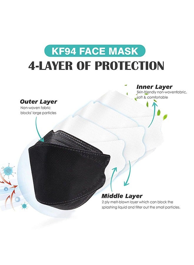 10 Pcs 3D Fish Type KF94 Disposable Face Masks, Individually Wrapped Anti Dust Breathable Mask, Metal Nose Clip Earloop Mouth Cover Facial Mask (Black) - Image 4