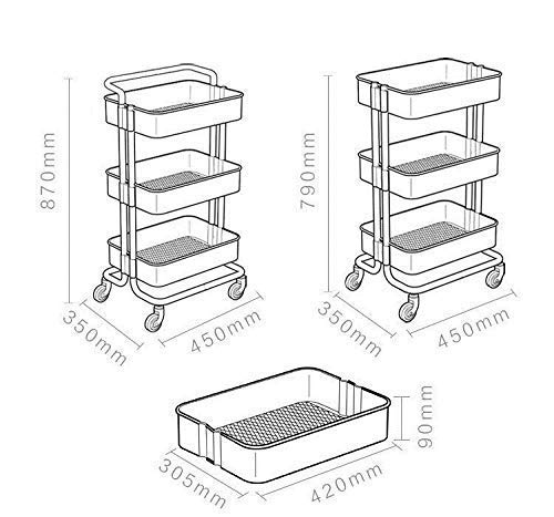 CIPLA PLAST Ciplaplast Multipurpose 3 TierLayers Kitchen Trolley RackShelf Utility Cart with Wheels for Vegetables and Other Stuffs Saving Home Storage Organizer Racks and Self with Wheel White - Image 3