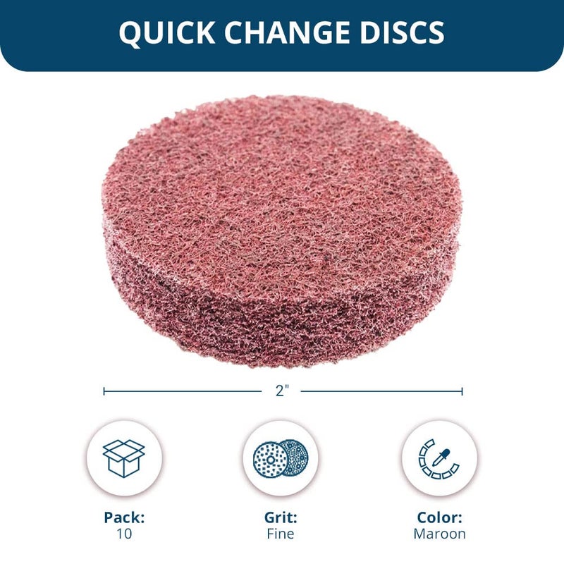 Benchmark Abrasives 2 Inch Sanding Discs Quick Change Aluminum Oxide Surface Preparation Wheels Polishing Wheel for Drill, Die Grinder Sanding Disc Paint Stripper & Removal - (10 Pack), Maroon - Fine - Image 5