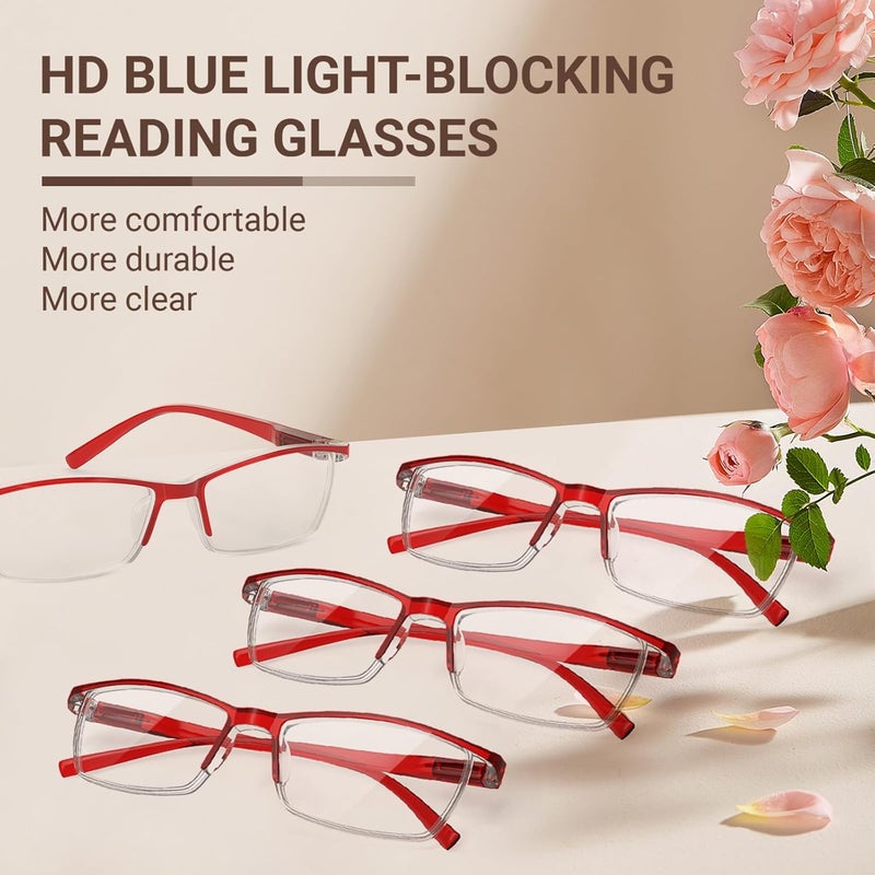 TERAISE 4PCS Fashion Anti-blue light Reading Glasses Men Women Computer Reader(3.75X) - Image 2