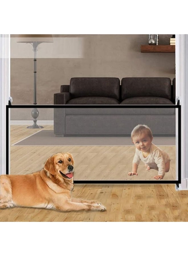 بوابة أمان للكلاب قابلة للنقل – حاجز منزلي من النايلون للشرفات والسلالم – مقاوم للمخالب – تركيب بدون حفر – حجم كبير - Image 1