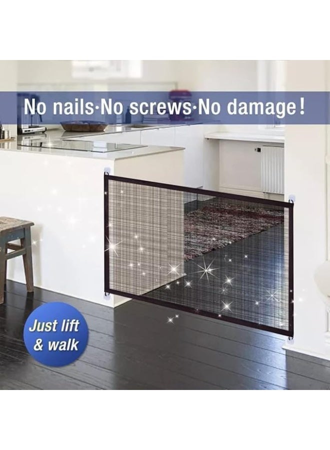 بوابة أمان للكلاب قابلة للنقل – حاجز منزلي من النايلون للشرفات والسلالم – مقاوم للمخالب – تركيب بدون حفر – حجم كبير - Image 5