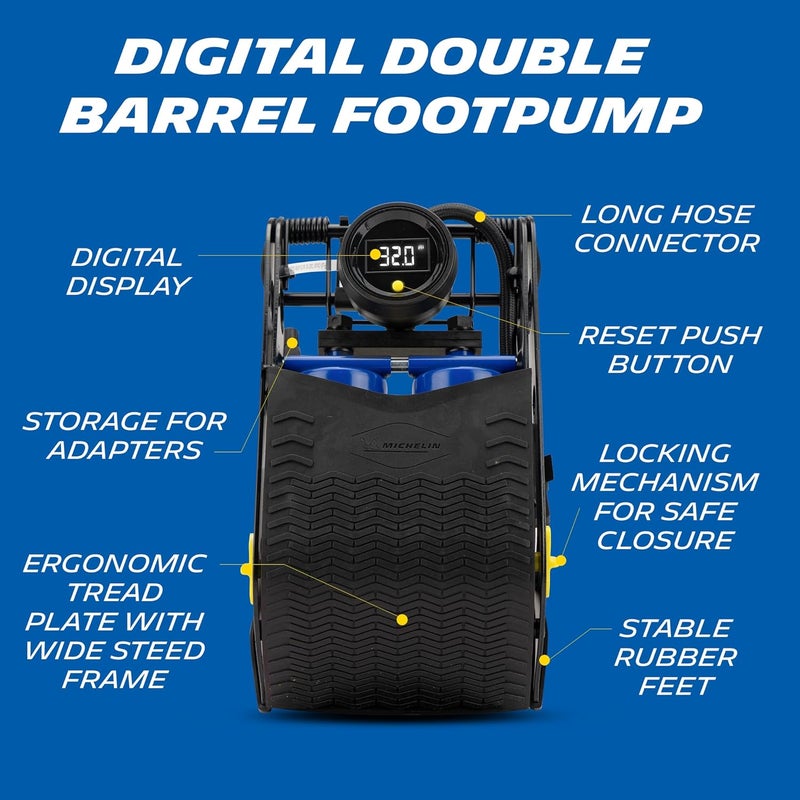 MICHELIN Digital Double Barrel Foot Pump - Image 2