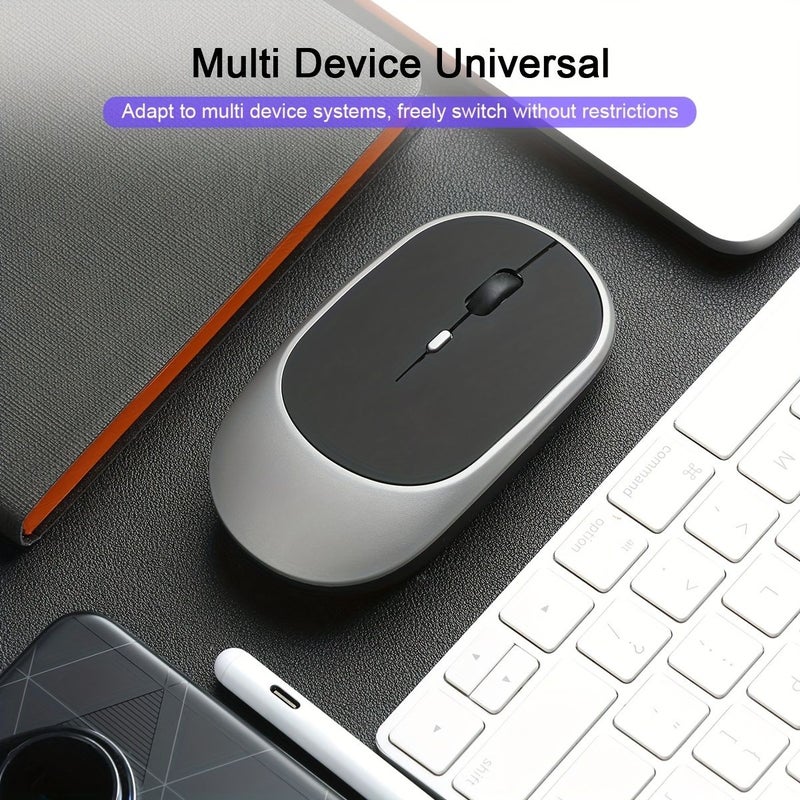 Dual Color Wireless Mouse 2 4G and BT Dual Mode Rechargeable Battery Ergonomic Design Suitable for Both Left And Right Hands Portable Ultra Thin Mouse for Laptops Windows Computers Gaming Office And Entertainment Black - Image 5