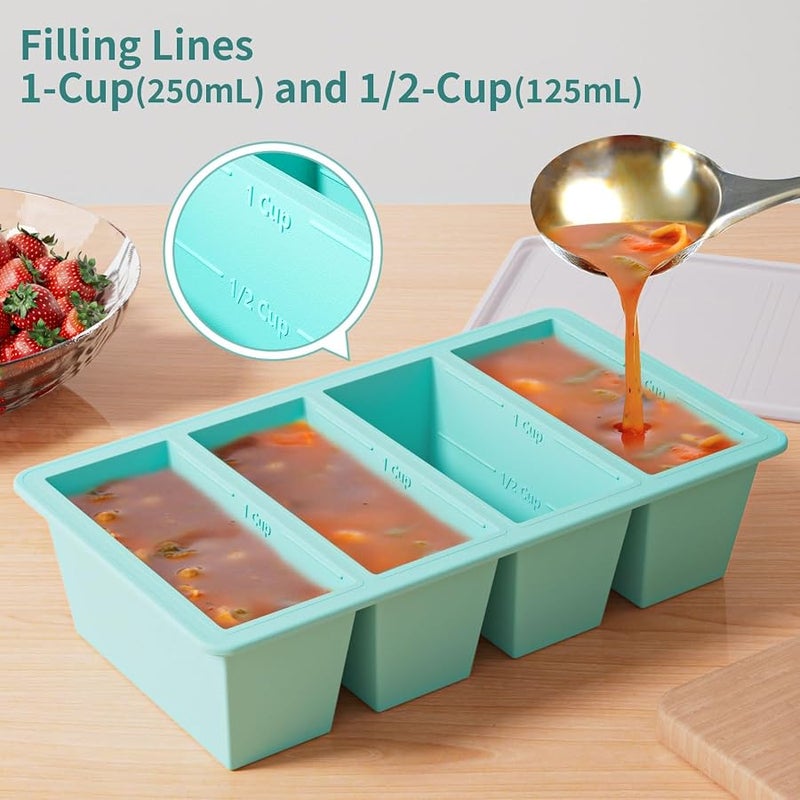 GGOW Silicone Freezer Tray for Soup Cube: Silicone Freezing Tray for Broth Sauce Storage - Freeze 250mL 125mL Souped Portion - Image 4
