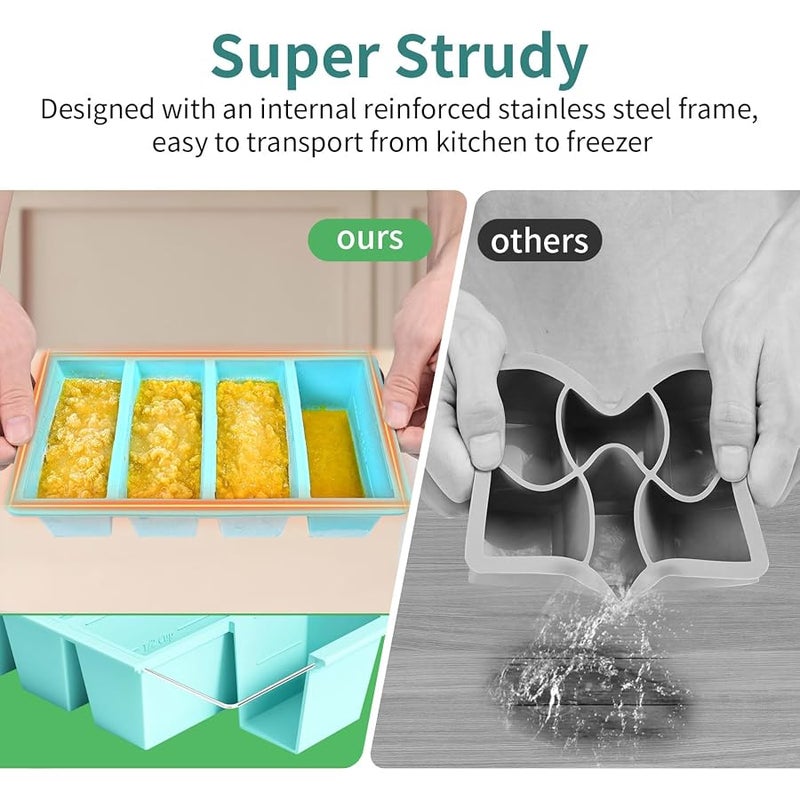 GGOW Silicone Freezer Tray for Soup Cube: Silicone Freezing Tray for Broth Sauce Storage - Freeze 250mL 125mL Souped Portion - Image 3