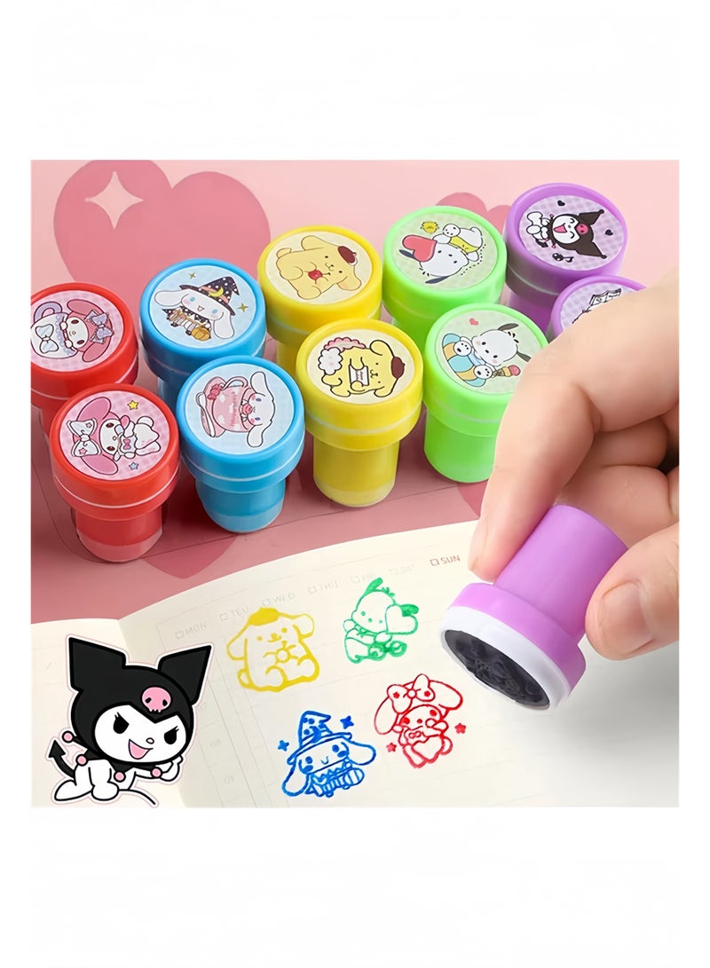 10Pcs Cute Kuromi Stamps for Kids – Self Inking Washable Stamps, Pompompurin Face Seal for Scrapbook, DIY Crafts, Birthday Gift, Party Supplies, Classroom Rewards - Image 1