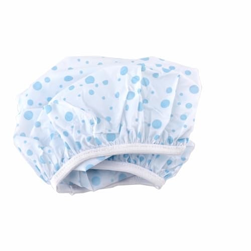 GUBB Dotted Printed Reusable Shower Cap for Men and Women (White) - Stylish and Waterproof Hair Protection with Elastic Band for a Luxurious and Hassle-Free Shower Experience - Image 1