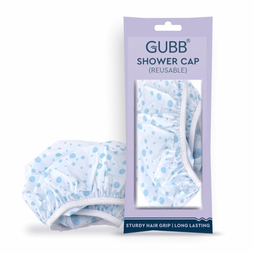 GUBB Dotted Printed Reusable Shower Cap for Men and Women (White) - Stylish and Waterproof Hair Protection with Elastic Band for a Luxurious and Hassle-Free Shower Experience - Image 5