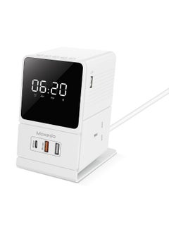 Moxedo Moxedo Multi- Function 3250W Desktop Charging Hub 2 AC Socket and 3 USB Ports Power Strip 20W USB-C Port 18W QC Port with Wireless Bluetooth Speaker Digital Alarm Clock  - Image 1