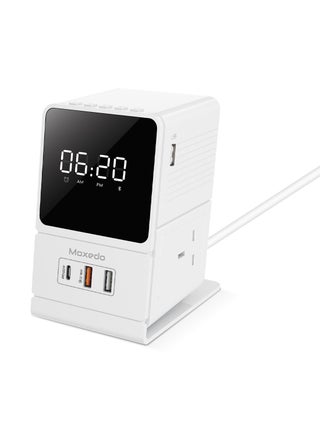 Moxedo Multi- Function 3250W Desktop Charging Hub 2 AC Socket and 3 USB Ports Power Strip 20W USB-C Port 18W QC Port with Wireless Bluetooth Speaker Digital Alarm Clock - pzsku/Z3B0128C2C6B1F90A0B6DZ/45/1746232127/e6ad29f3-7ace-4b88-8c56-bc5609b4cc8d
