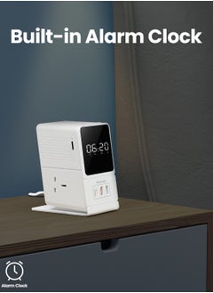 Moxedo Moxedo Multi- Function 3250W Desktop Charging Hub 2 AC Socket and 3 USB Ports Power Strip 20W USB-C Port 18W QC Port with Wireless Bluetooth Speaker Digital Alarm Clock  - Image 5