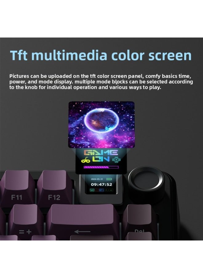 Generic - Vika WK75 Three-mode Mechanical Keyboard Bluetooth Wireless Wired GASKET Structure Hot Plug Notebook CF Game-Color:[upgraded Version] Blackberry Side Engraving-moon White Axis-4000mah - Image 1