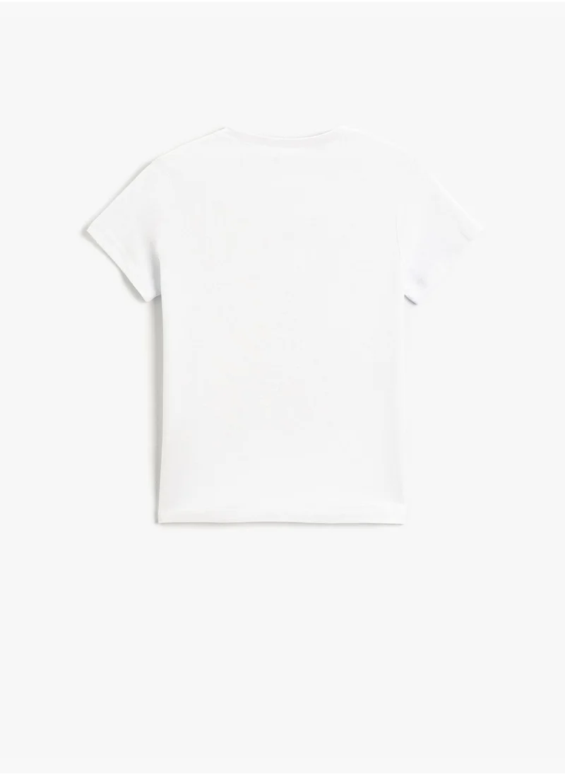 KOTON Printed Short Sleeve T-Shirt Crew Neck Cotton