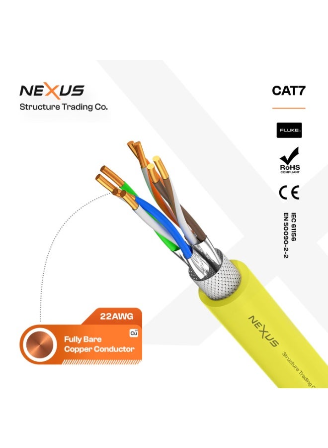 NEXUS CAT7 Ethernet Cable 305M S/FTP 22AWG Full Copper LSZH RJ45 LAN self roll-up Drum, 20Gbps 700MHz High-Speed Shielded - Image 3